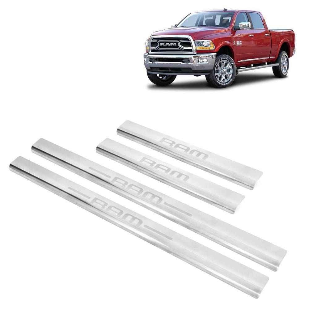 Soleira inox cromada gravada laser dodge ram dupla 2014 2015
