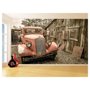 Papel De Parede 3D Carro Antigo Clássico Vintage 3,5M Cxr37