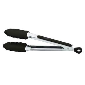 Pegador em silicone e aço inox preto 34 cm d6111-pt
