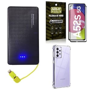 Capa samsung a52s + carregador portátil 5k + película 3d