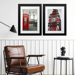 Kit 2 Quadros Grandes Inglaterra - 60X48Cm