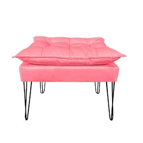 Puf Puff Banqueta Decorativa Suede Rosê Gold Pés De Ferro