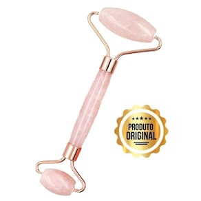 Kit 2 rolo massageador facial pedra jade anti-rugas roller