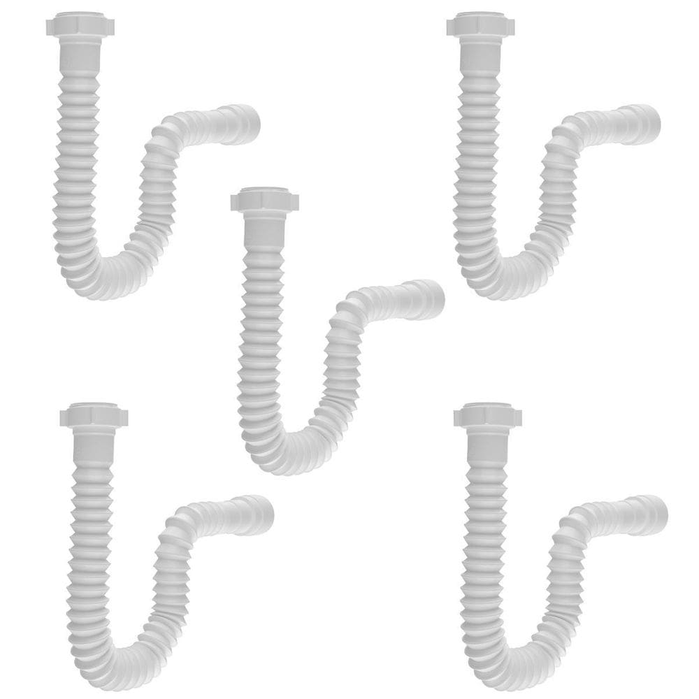 Sifão sanfonado universal 61cm branco astra kit com 5 un