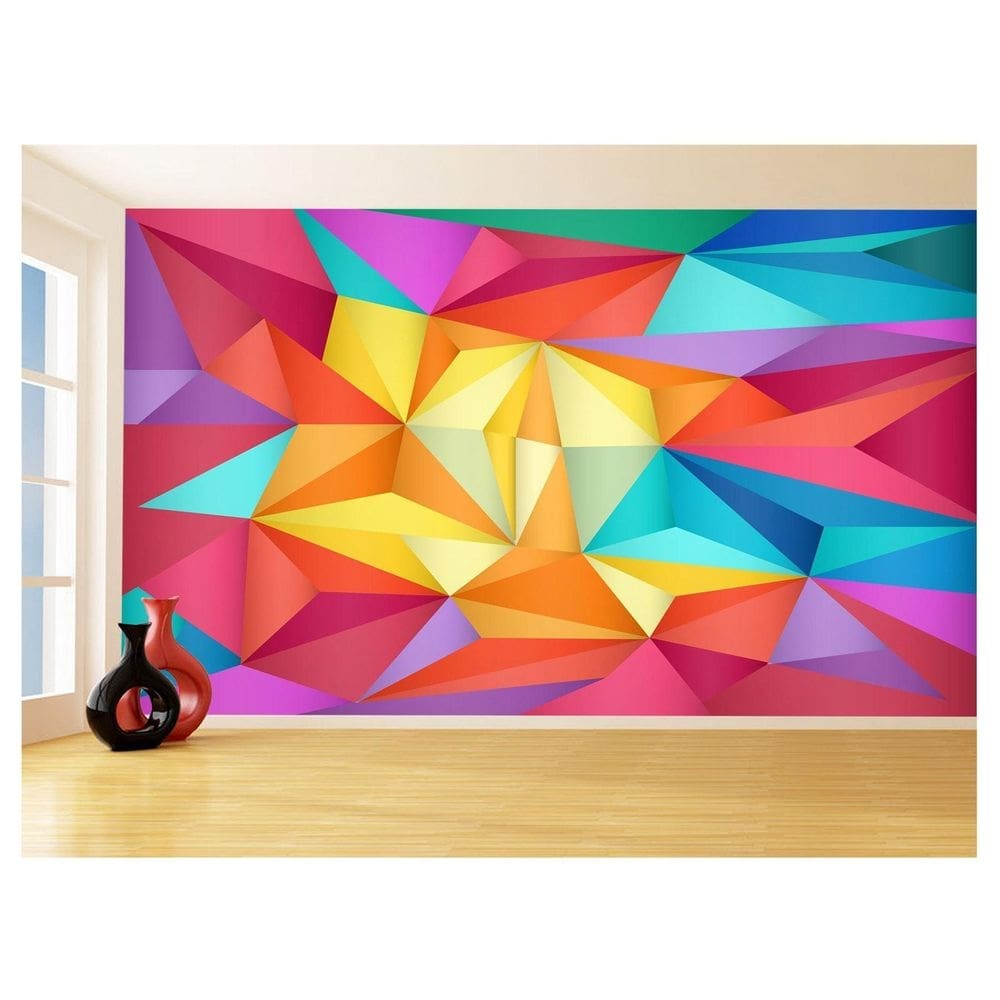 Papel De Parede 3D Geométrico Formas Linhas Cor 3,5M Gmt130