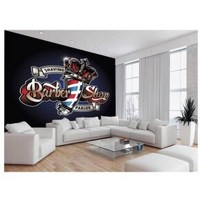 Papel De Parede 3D Barbearia Barber Shop Logo 3,5M Brb40