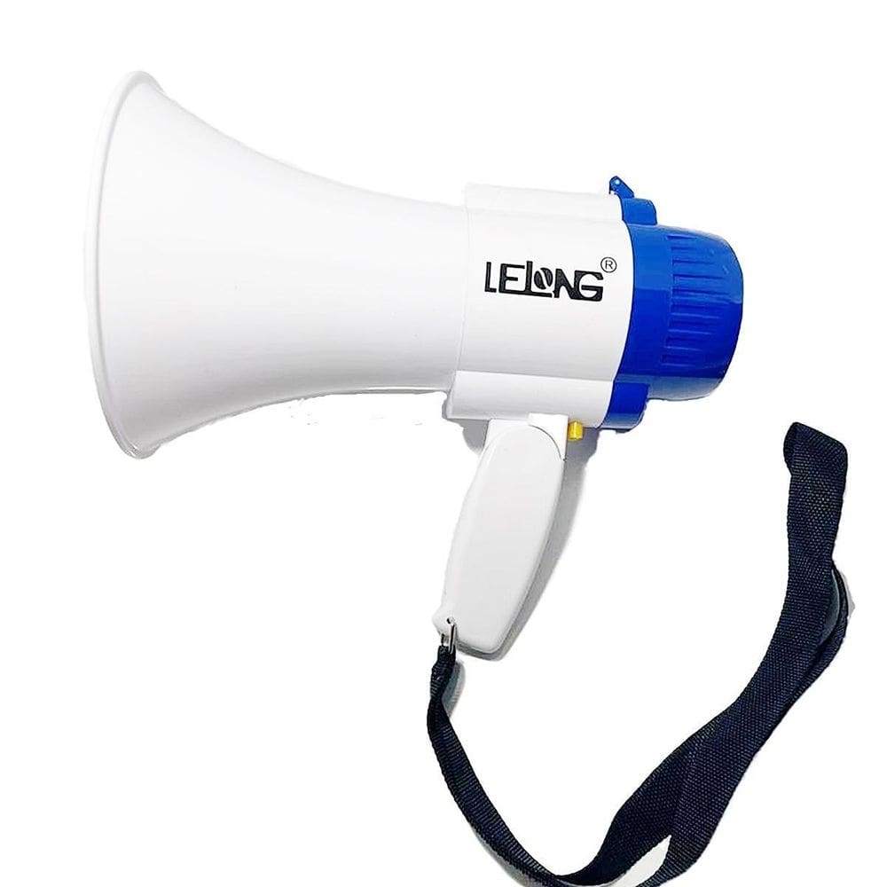 Megafone lelong top recarregável com gravador de voz + alça