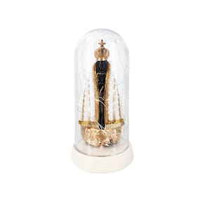 Luminária imagem nossa senhora aparecida redoma base perola