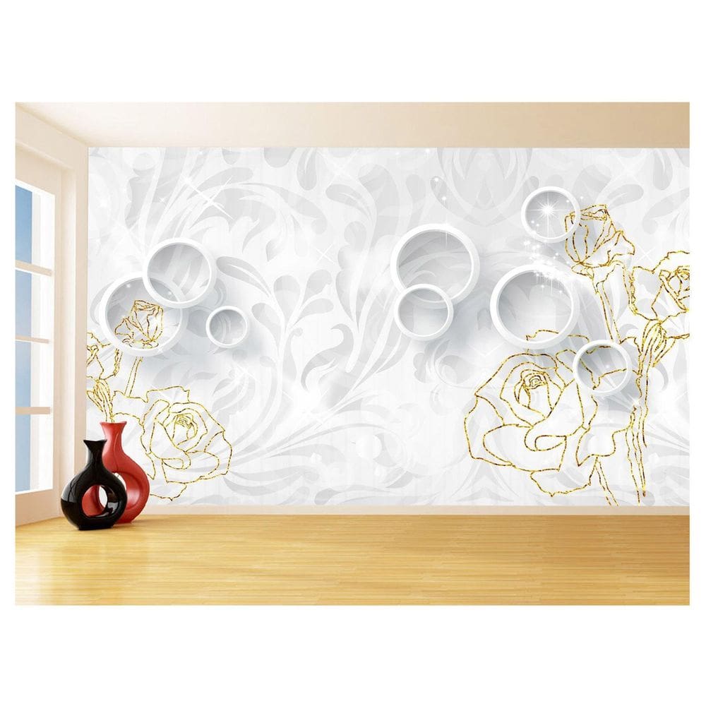 Papel De Parede 3D Floral Textura Sala Flores 3,5M Xfl277