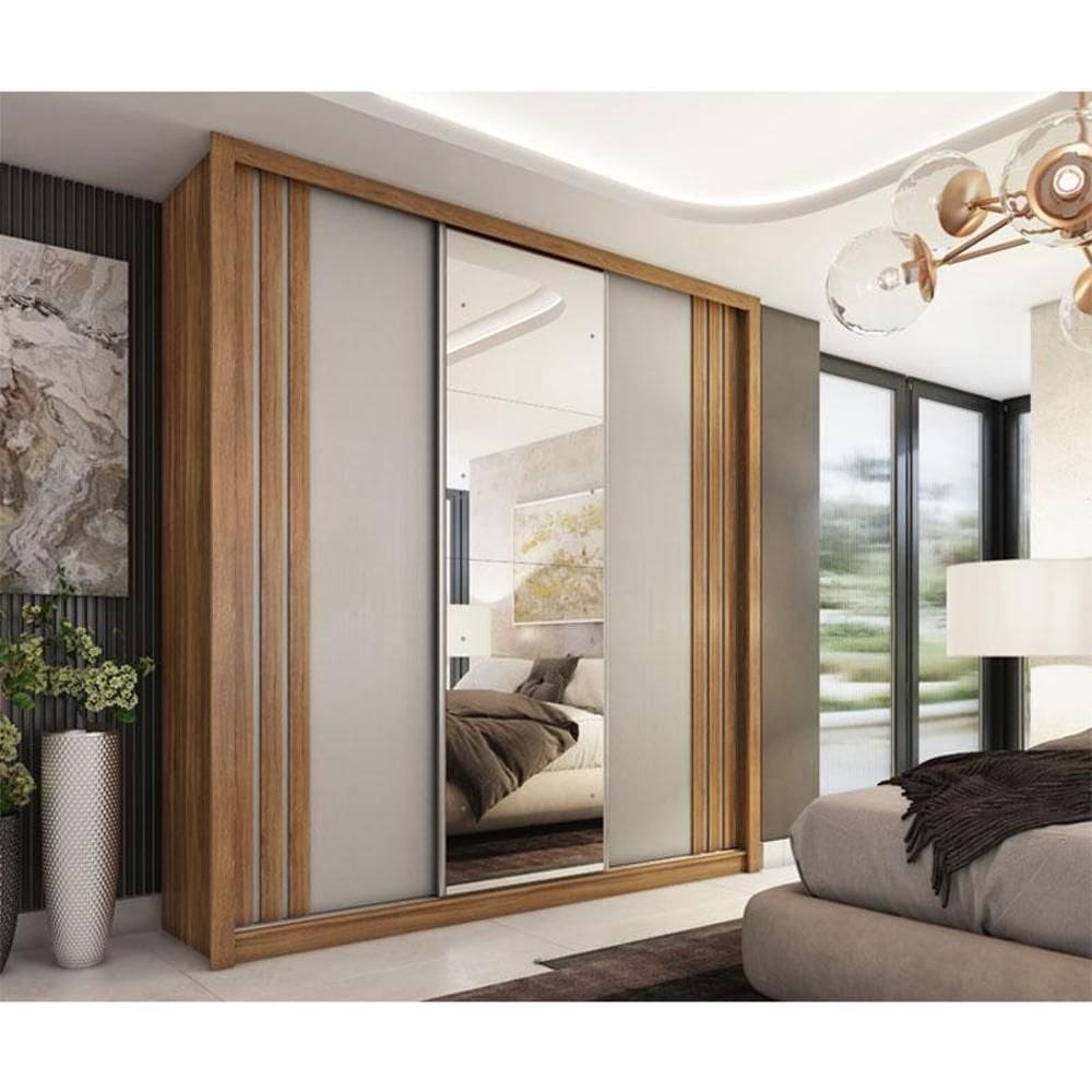 Guarda Roupa Casal Ambiente Moema Amêndola Nude Flex com Espelho – Demóbile