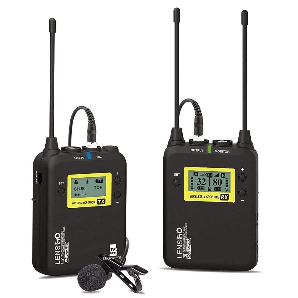 Sistema microfone lapela sem fio lensgo lwm-328c wireless 99 canais uhf broadcast