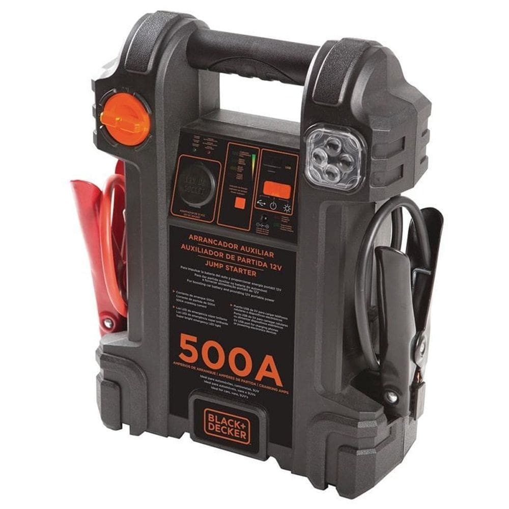 Auxiliar partida 500a 12v 500a luz emergência black+decker