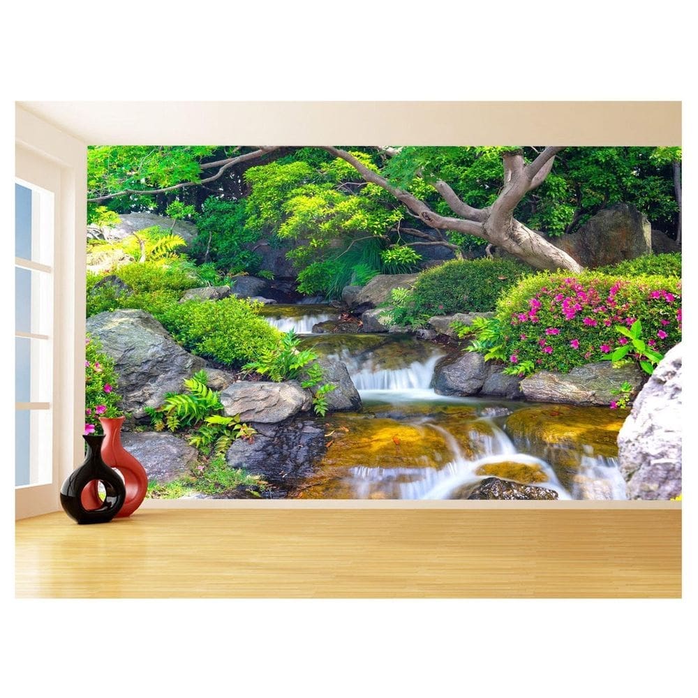 Papel De Parede 3D Paisagem Cachoeira Florestas 3,5M Nch252