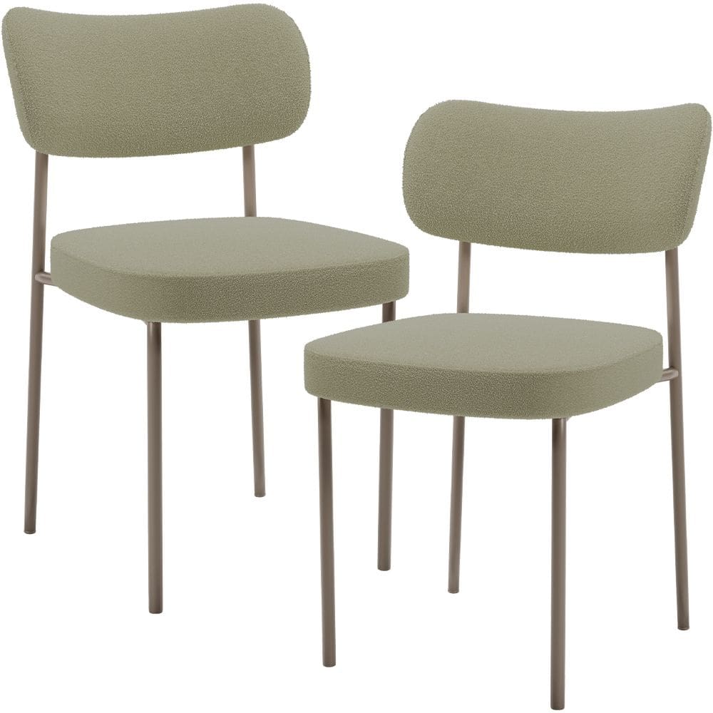 Kit 02 Cadeiras Para Sala De Jantar Melina Base Arena L02 Bouclê Oliva - Lyam Decor