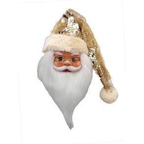 Rosto papai noel dourado 20cm