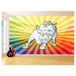 Papel De Parede 3D Animais Pop Art Touro Bull 3,5M Pxa180