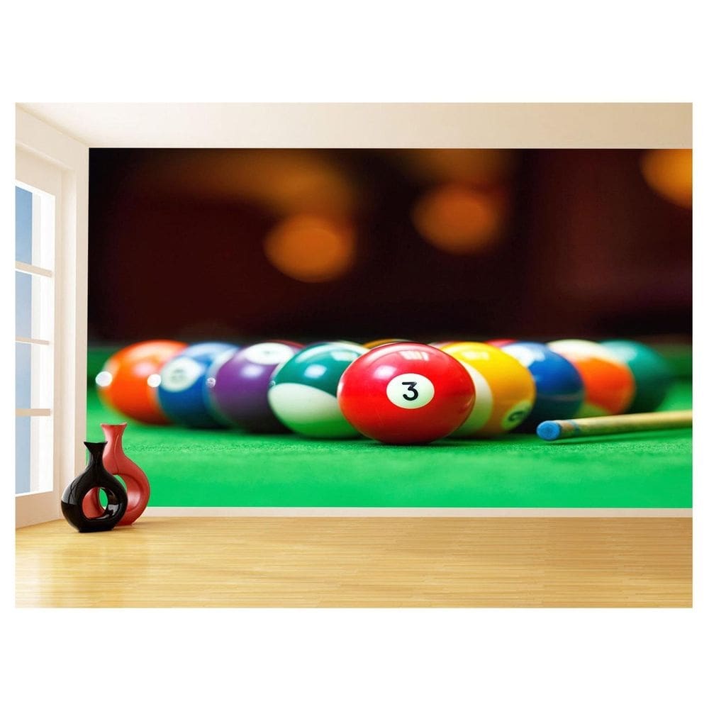 Papel De Parede 3D Salão De Jogos Bilhar Sinuca 3,5M Jcs20