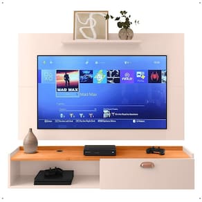 Kit Sala Estar Completa Rack Suspenso Home Classic Painel Star Tv 32 Polegadas Off White/Cinamomo - Lojas RPM