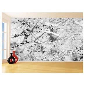 Papel De Parede 3D Arte Recortes Jornal Preto 3,5M Tra95