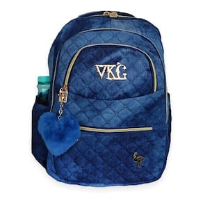 Mochila feminina jeans grande + pompom reforçada m3992