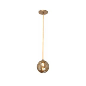 Pendente moderno jabuticaba dourado 1 globo de vidro