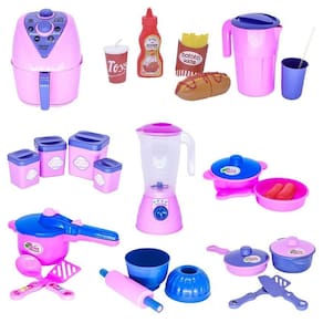 Kit brinquedo cozinha infantil comidinhas air fryer 26 peças