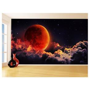 Papel De Parede 3D Espaço Estrelas Lua Cheia 3,5M Nsp154