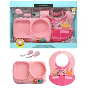 Kit de alimentação em silicone marcus & marcus chef rosa
