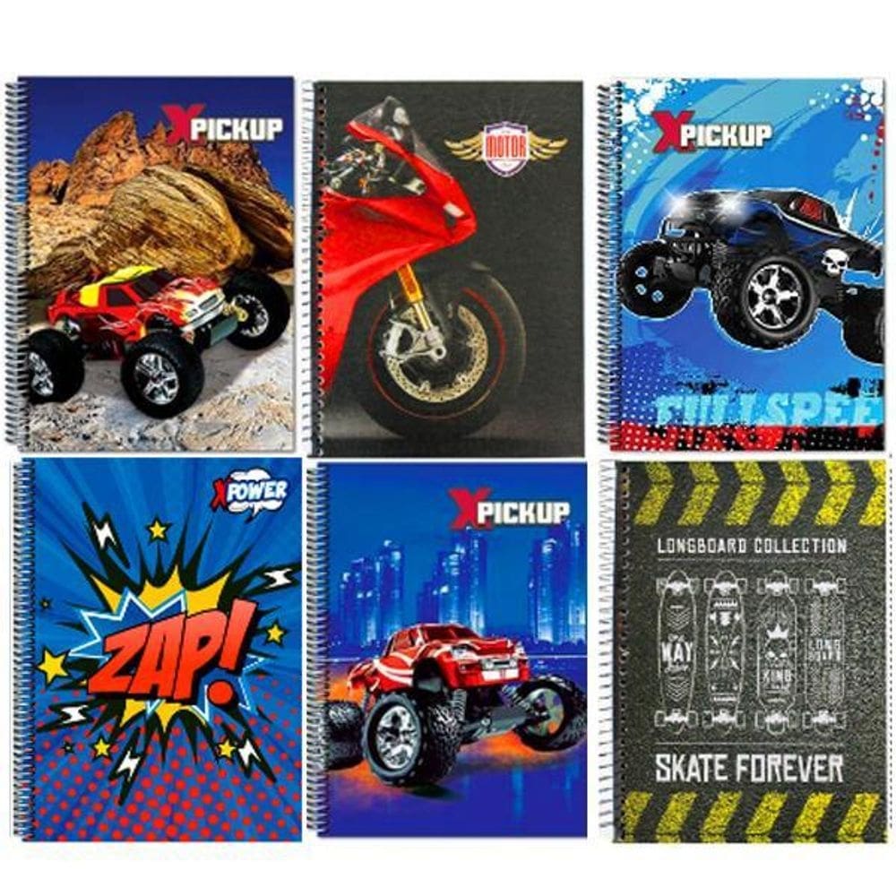 Kit 5 cadernos capa dura grande a4 arame espiral estampado