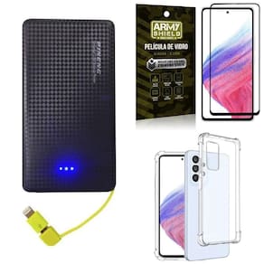 Capinha samsung a53 + carregador portátil 5k + película 3d