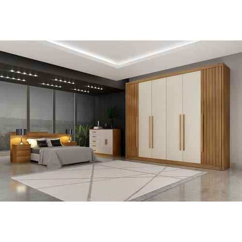 imagem-Guarda Roupa Casal 6 Portas 8 Gavetas - Orfeus Ripado-Cumaru/Fendi - Móveis Novo Horizonte - Marrom