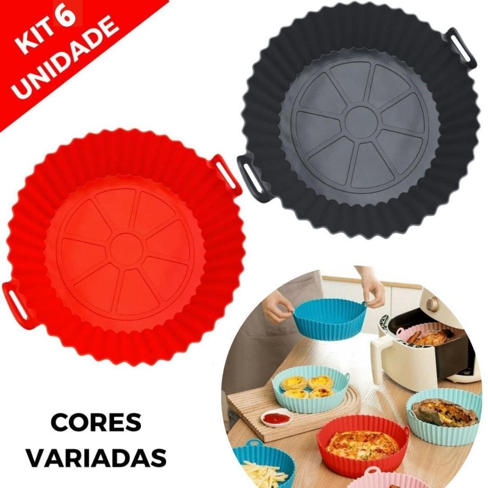 Kit 6 formas silicone assadeira airfryer antiaderente