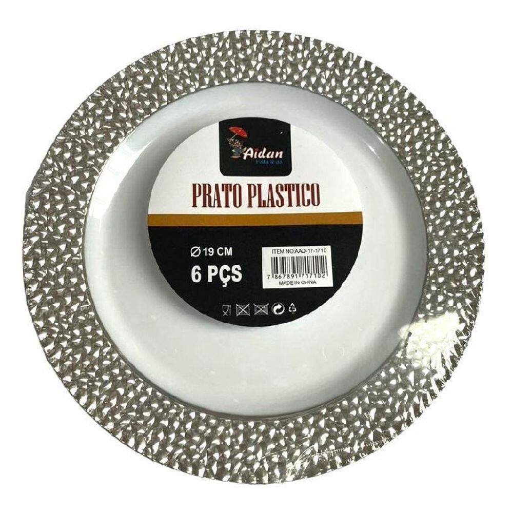 Pratos Sobremesa Descartáveis Luxo - 24 unid. | Estampas Natal | 19cm