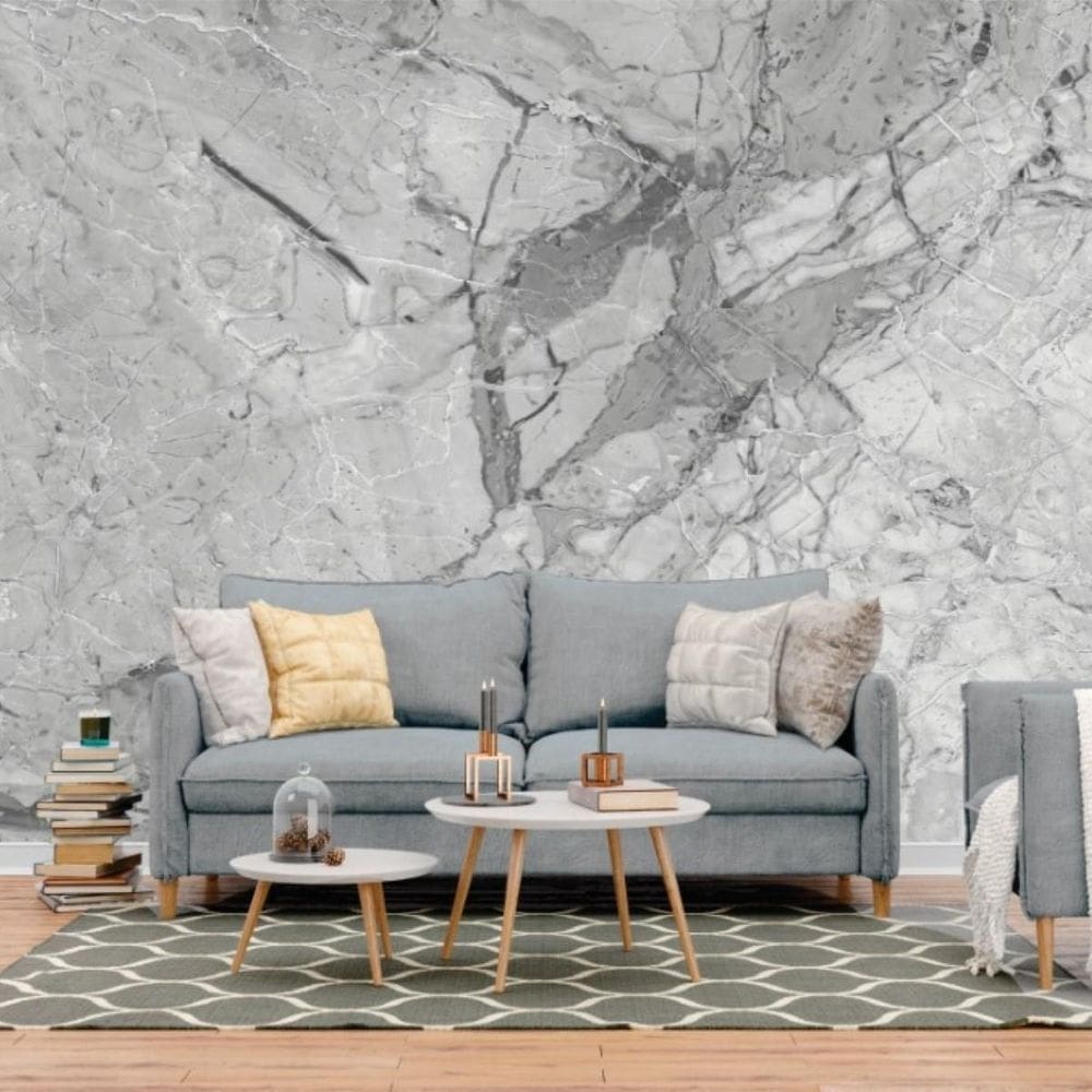 Papel de parede painel 3d mármore calacata cinza claro 4m