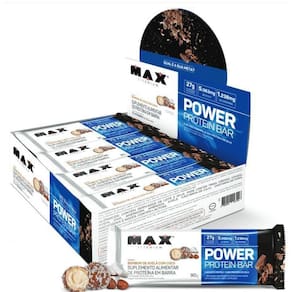 Power protein bar bombom avelã coco 8 unid 90g max titanium
