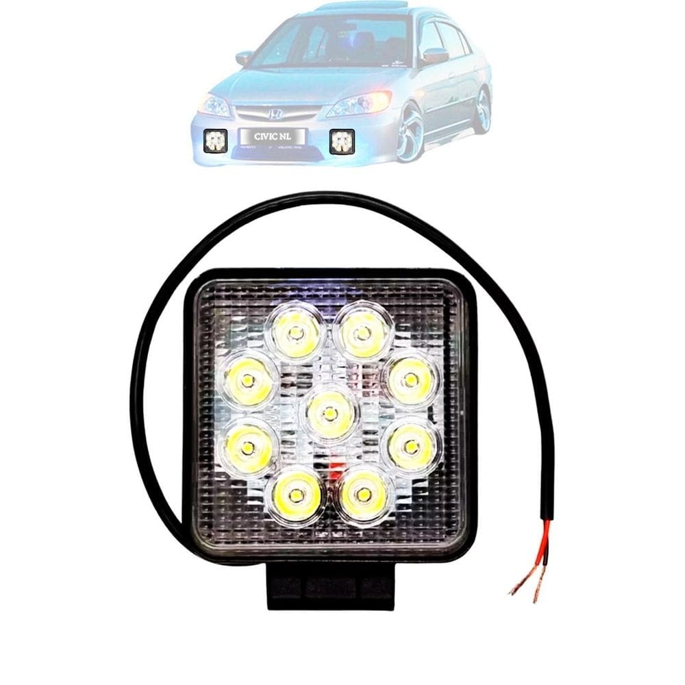 Farol De Milha Led 27W Quadrado 9 Leds Off Road Universal