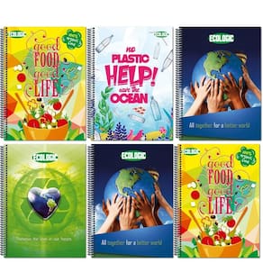 Kit 6 cad. colegial univ. espiral ecológico 80fl capa dura