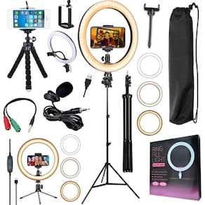 Kit youtuber profissional microfone lapela tripé pedestal