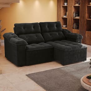 Sofá 260cm Retrátil e Reclinável Sierra Preto