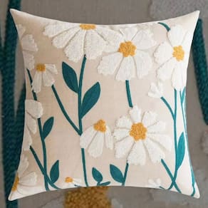 Almofada bordada Daisy 45cm x 45cm Poliéster com recheio