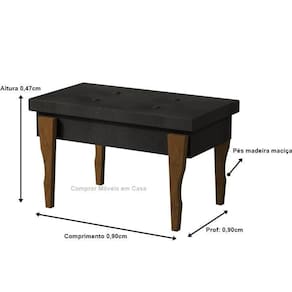 Recamier captone espanha pés madeira 0,97 cor preto comprar