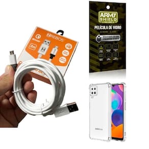 Capinha samsung a22 4g com cabo turbo e película de vidro 3d