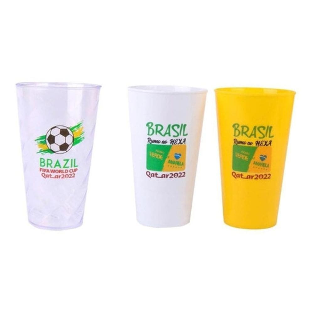 Copo plástico brasil copa mundo hexa grande 550ml