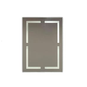 Espelho retangular com led toush preto sobrepor - 80 cm