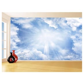 Papel De Parede 3D Religioso Céu Azul Nuvens Sol 3,5M Rl74