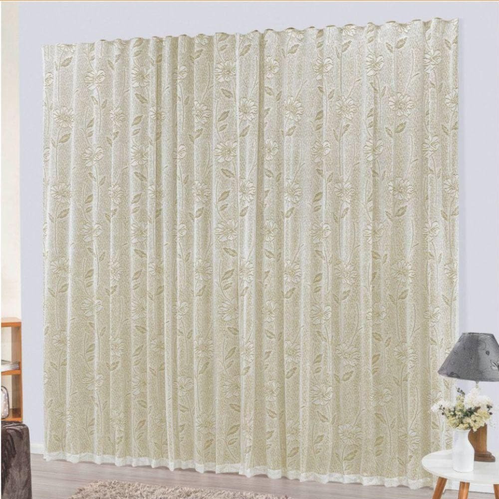 Cortina charme em renda com voal 2 metro trilho comum palha