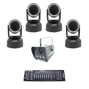 Kit 4 Mini Moving Beam + Máquina De Fumaça600 + Mesa Dmx 512