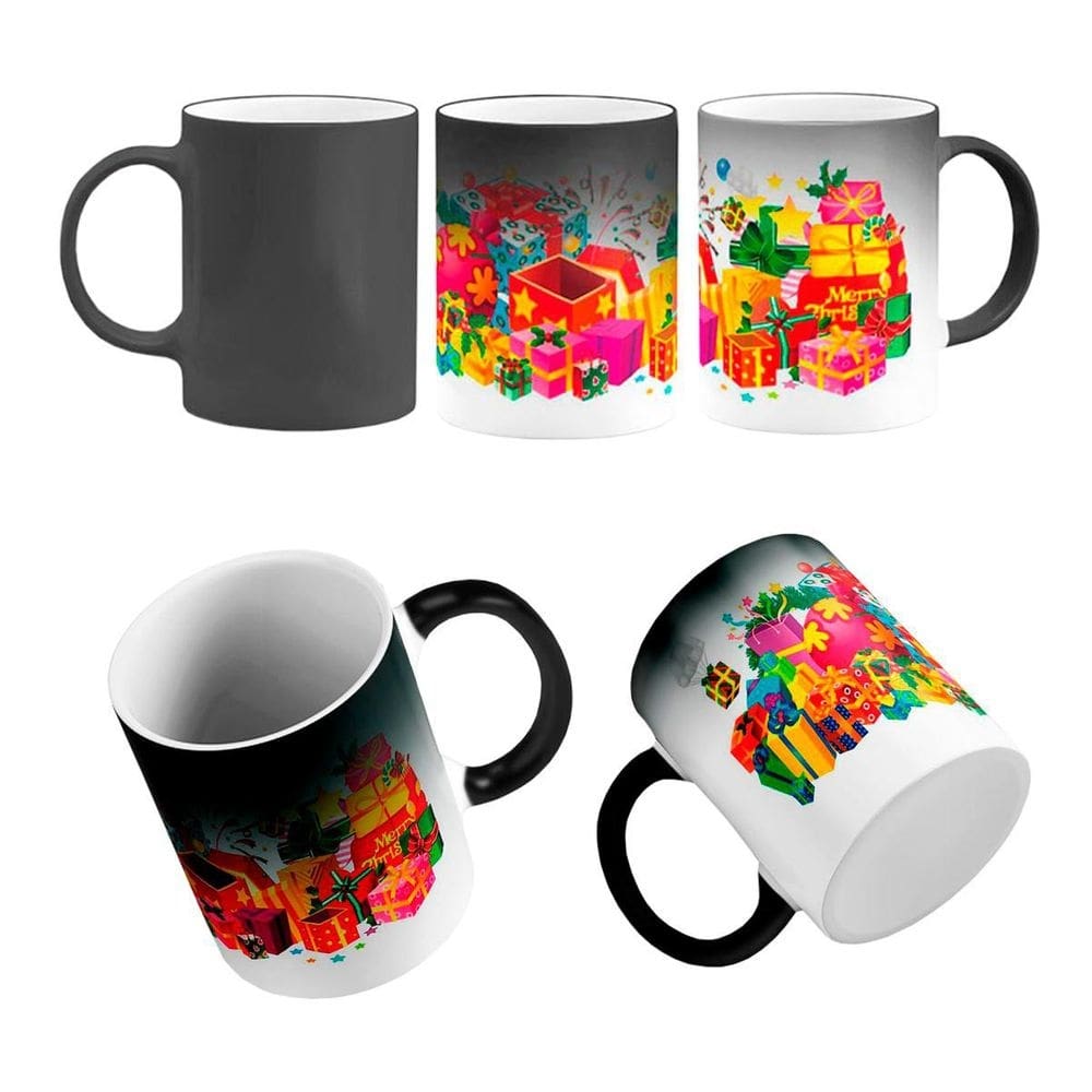 Caneca mágica muitos presentes de natal alegria felicidade