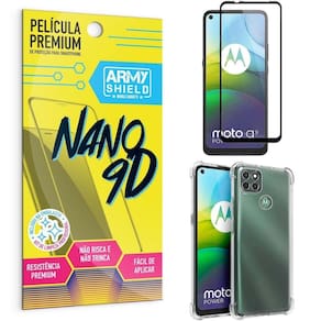 Película premium nano 9d para moto g9 power+capa anti shock