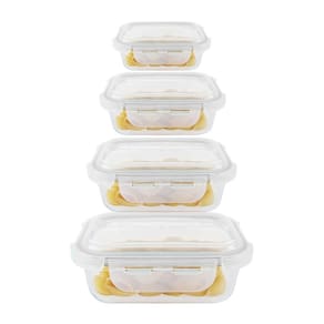 Kit 4 potes hermético vidro marmita 370 640 1040 1520ml
